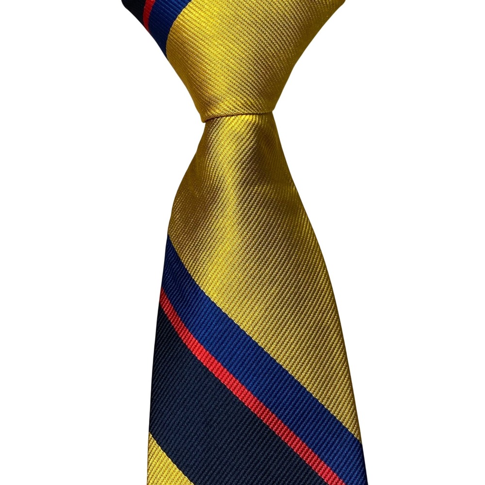 Norm Thompson Necktie Striped Mens Yellow Silk USA Vintage Preppy Dapper Tie